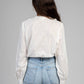 Camicia bianca in voile di cotone con ruches