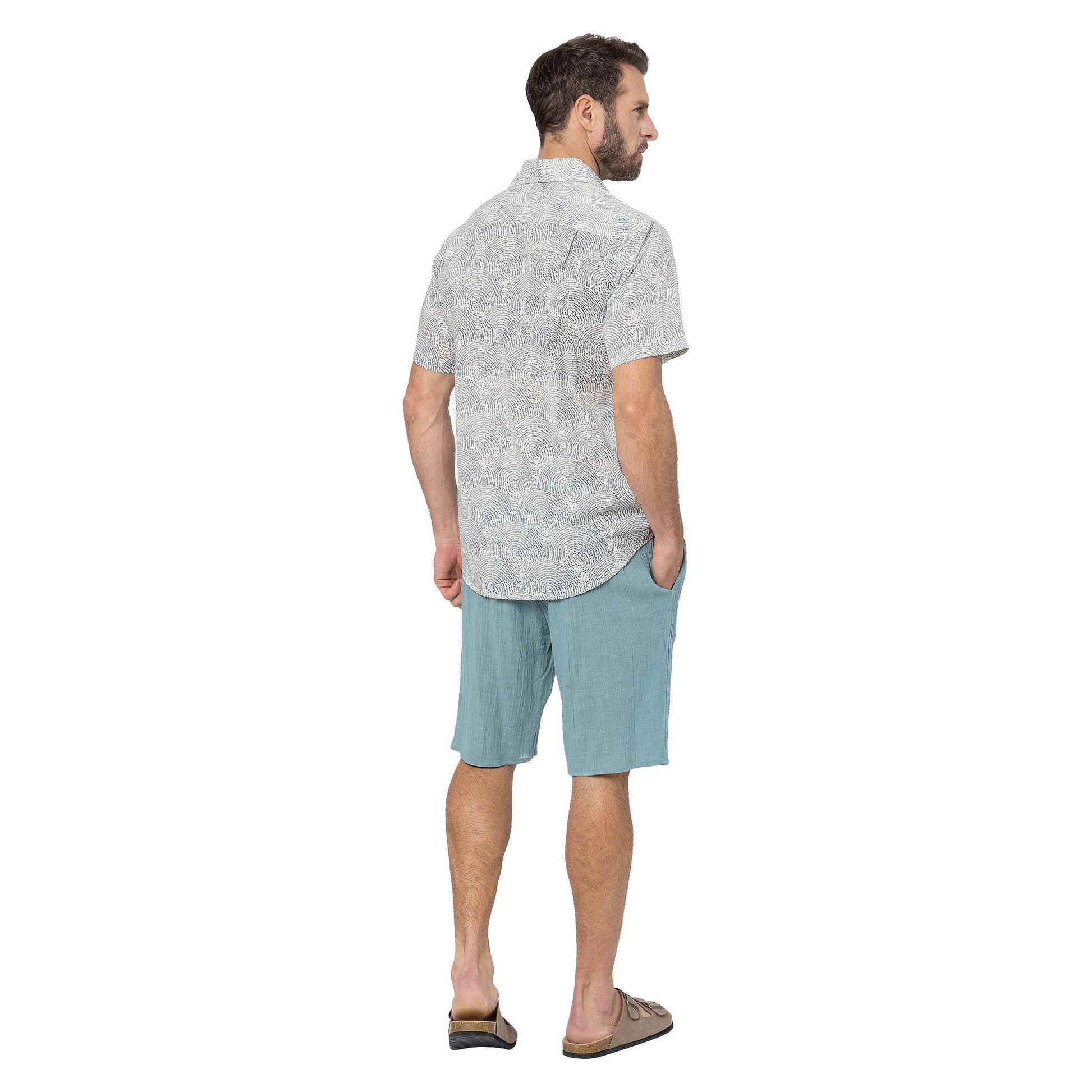 Camicia estiva uomo a maniche corte in voile di cotone
