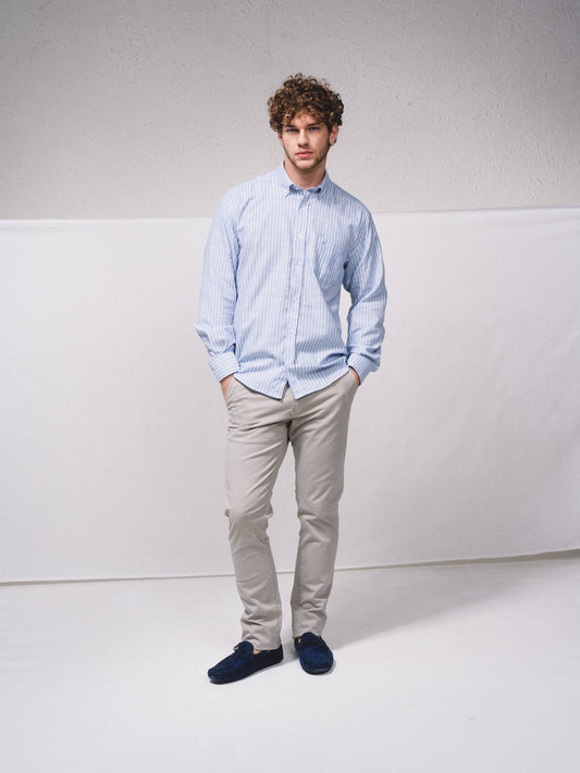 Camicia a righe azzurra