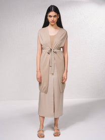 Gilet lungo in rete metallica con cintura