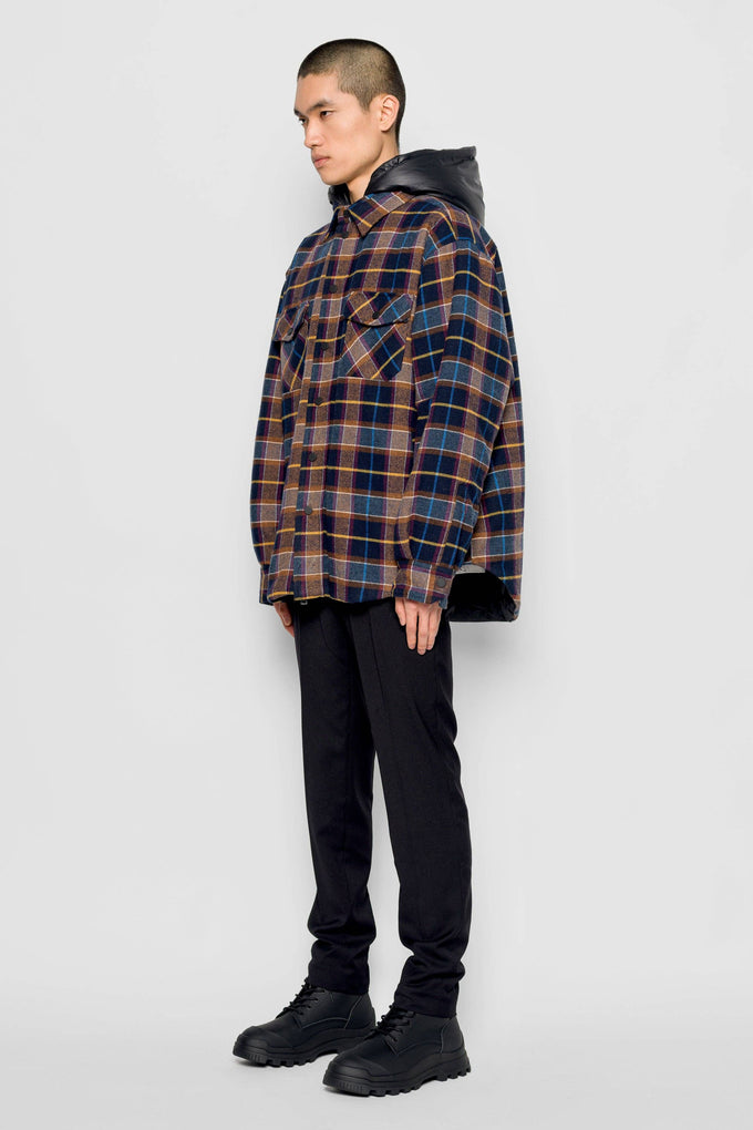 Giacca imbottita tartan con cappuccio rimovibile