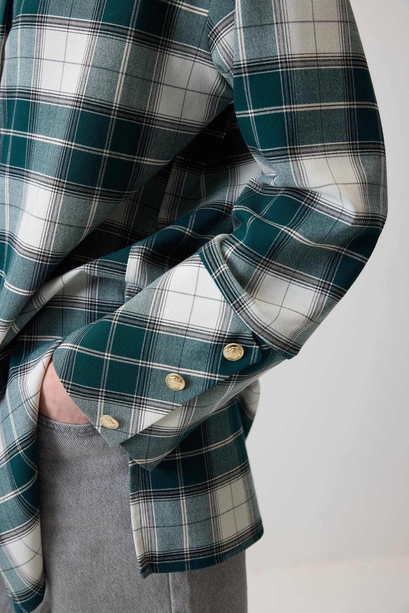 Camicia a quadri con maxi colletto verde