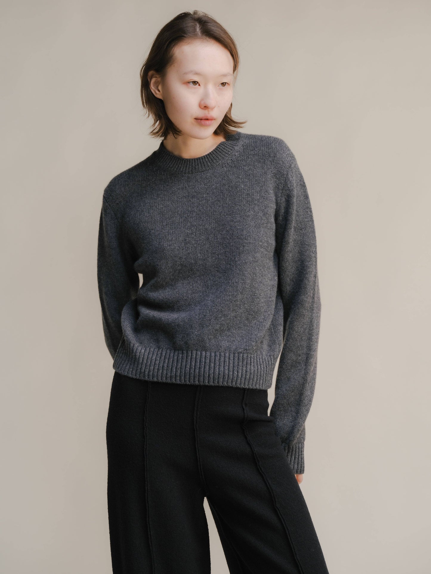 Maglione girocollo in puro cashmere