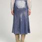 Gonna midi metallizzata blu Janyma