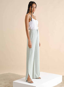 Pantaloni in lino a righe da donna