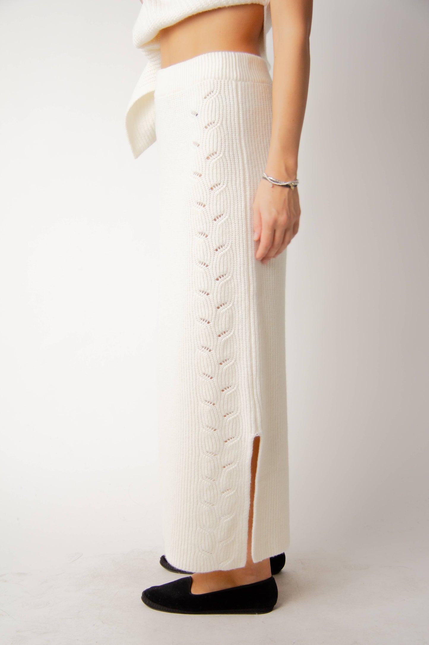 Gonna lunga a trecce in misto cashmere