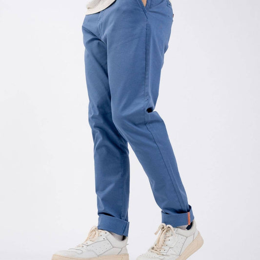 Pantaloni chino uomo blu ghiaccio in cotone