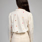 Camicia ecru ricamata a pois multicolor