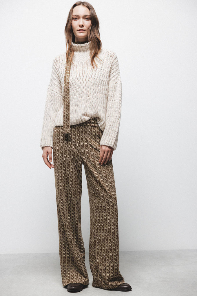 Pantaloni a sigaretta con motivo geometrico