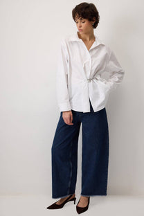 Pantaloni in denim a gamba ampia cropped