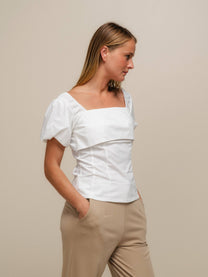 Blusa con scollo quadrato e maniche a sbuffo