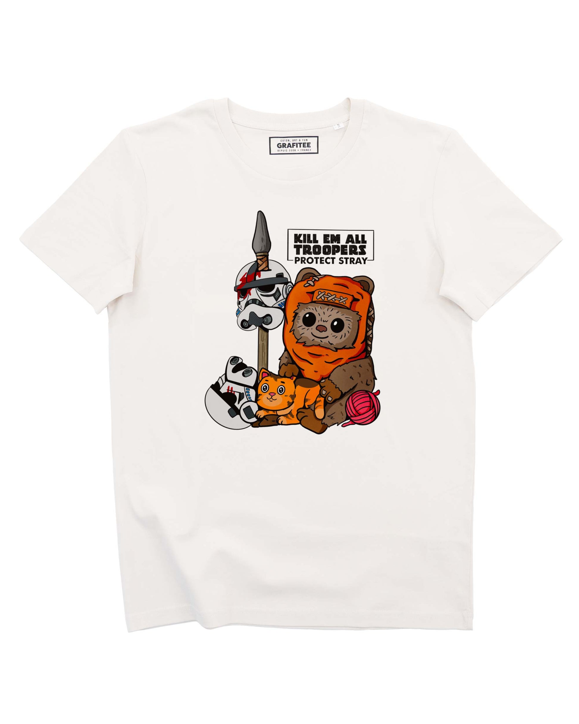 T-shirt unisex con stampa troopers e gattino