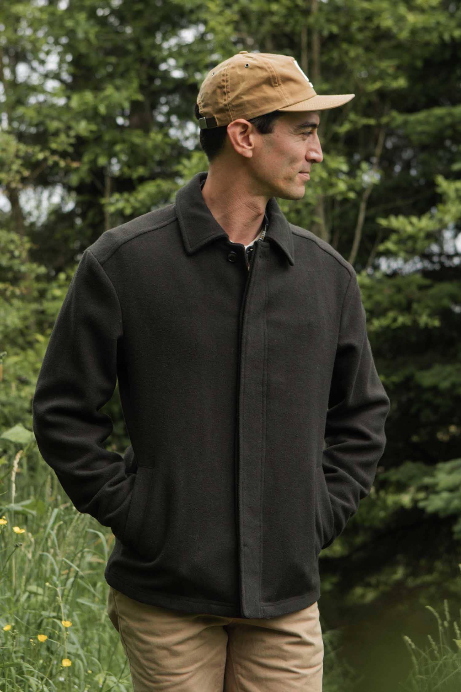 Cappotto corto Clive in lana verde salvia scuro