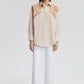 Camicia ricamata in tessuto naturale beige