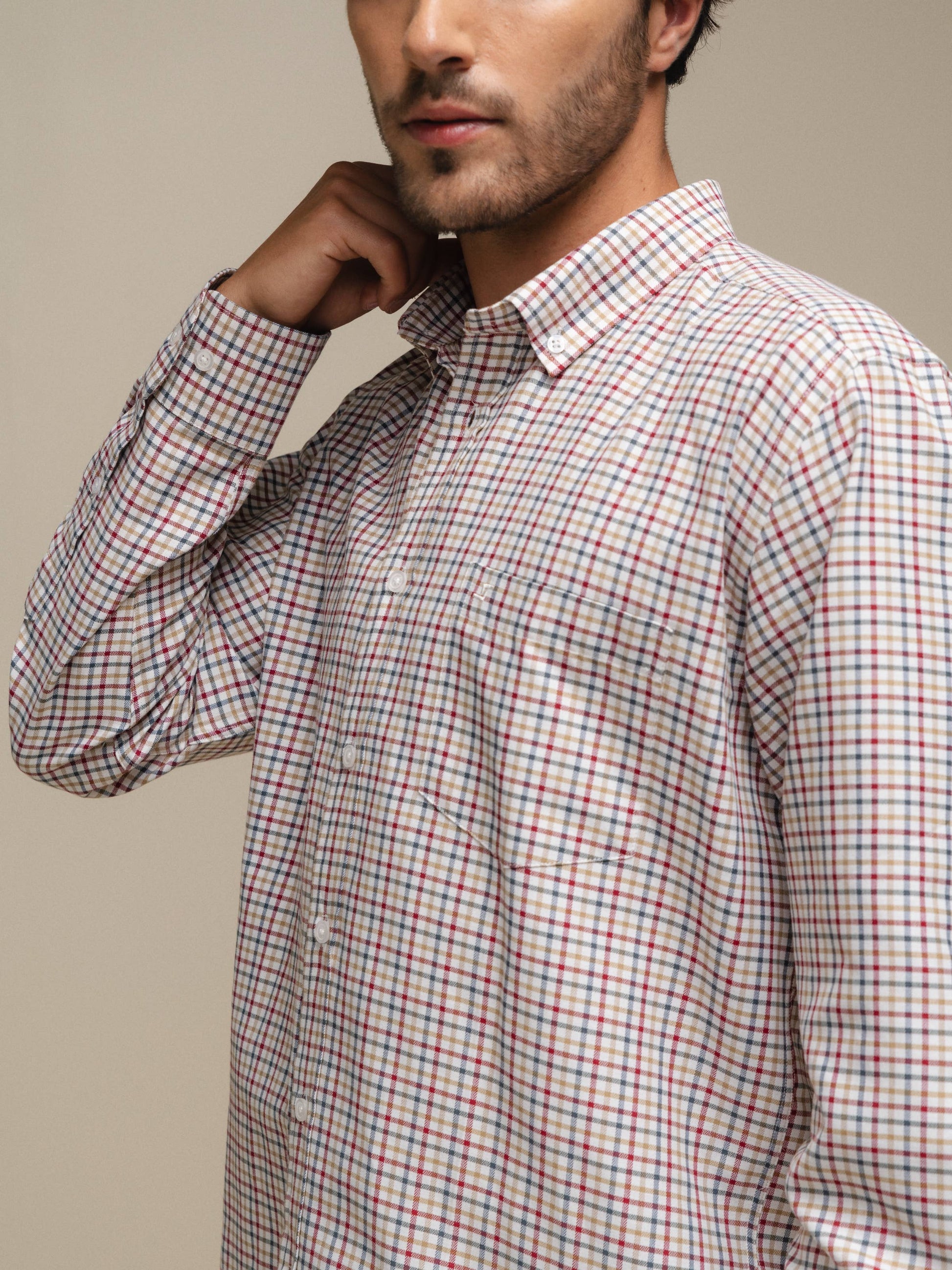Camicia uomo a quadri in cotone misto