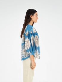 Camicetta estiva boho in voile di cotone con maniche 3/4