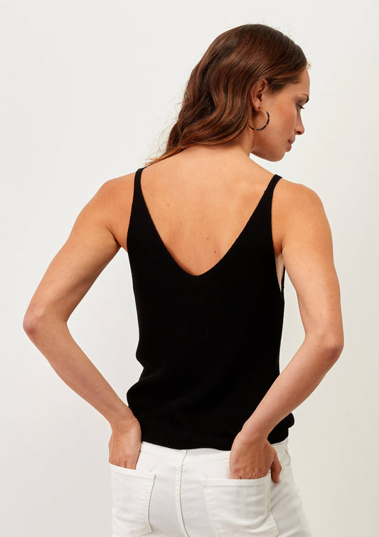 Top in viscosa con scollo a V e inserto in pizzo