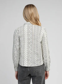 Camicia Seliana a righe écru in cotone