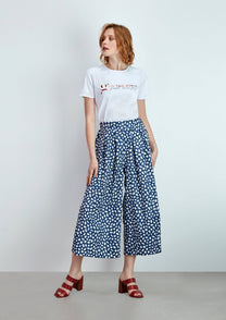Pantaloni culotte midi a fantasia