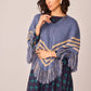 Poncho Petalo Blu con Frange