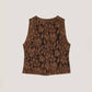 Top crop in pizzo marrone con dettagli effetto velluto