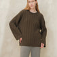 Maxi maglia girocollo a trecce in misto cashmere
