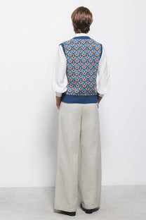 Pantaloni palazzo in cotone con tasche e vita elasticizzata