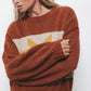 Maglione in maglia jacquard con maniche a palloncino