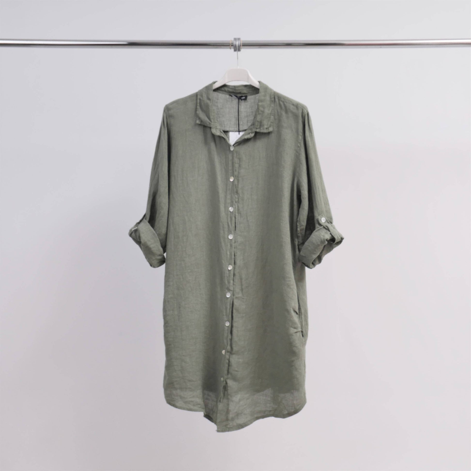 Abito camicia corto in lino