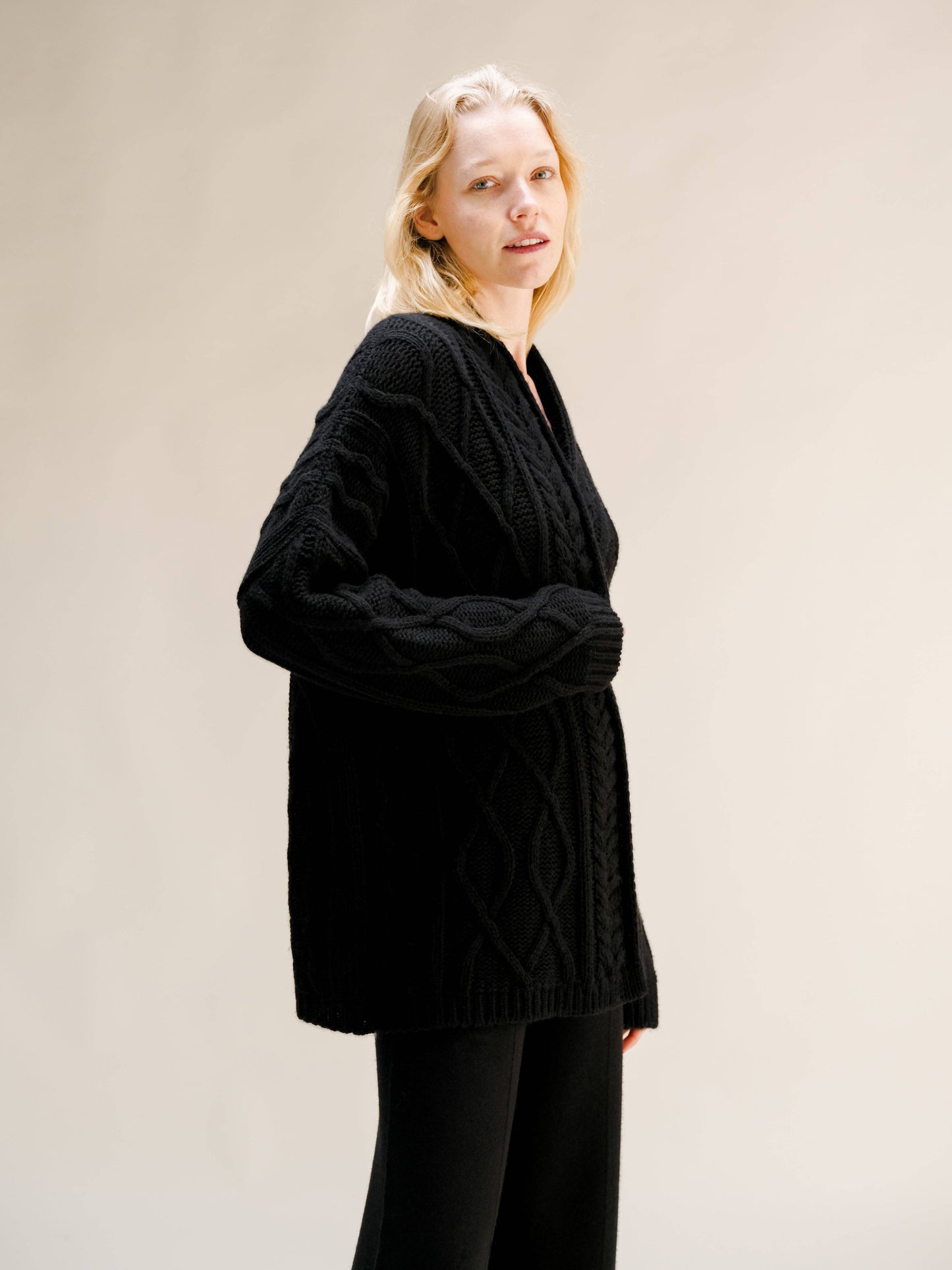 Cardigan Aran oversize in misto cashmere