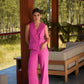 Gilet sartoriale fucsia con bottoni