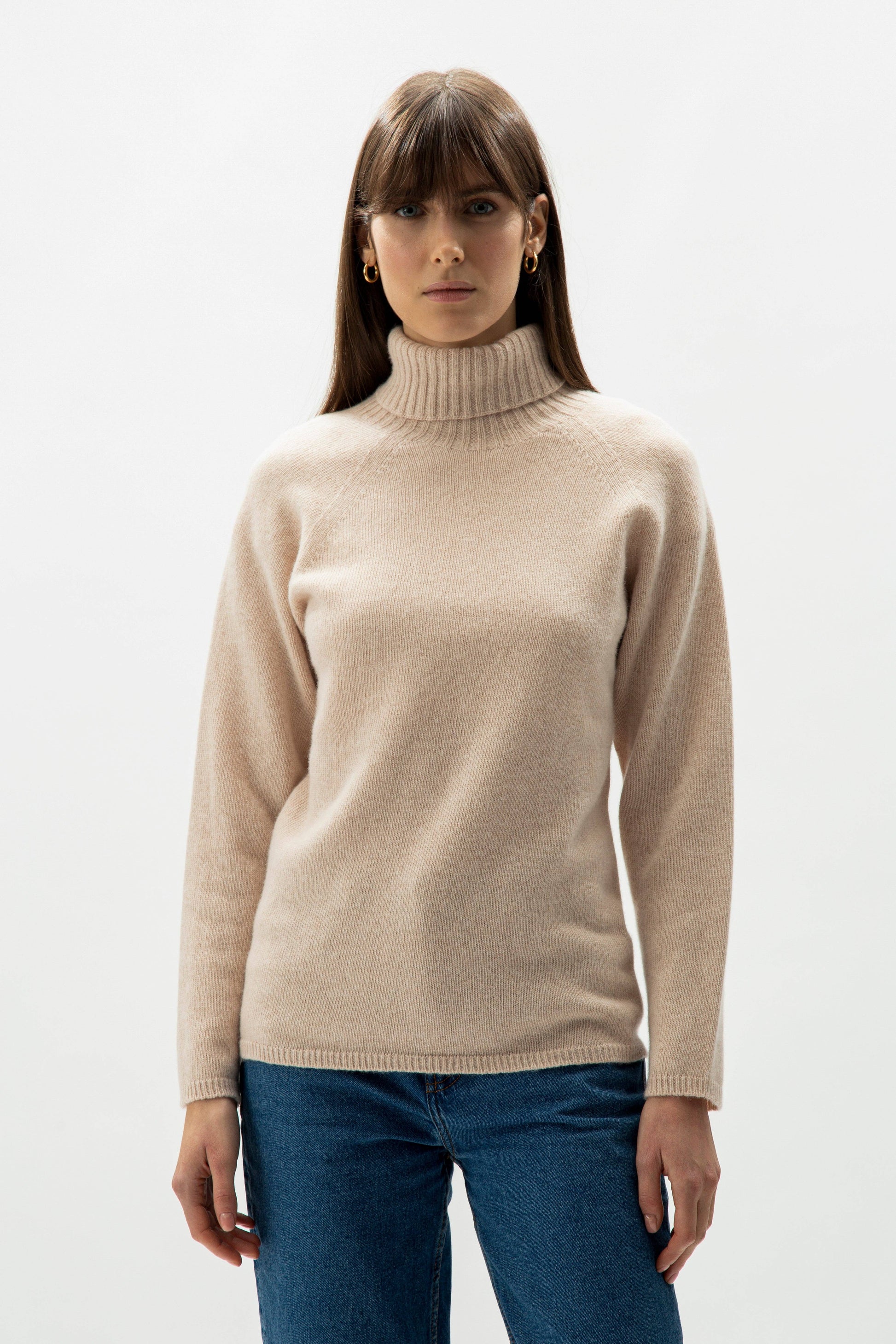 Maglione dolcevita in misto cashmere senza cuciture