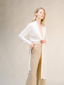 Cardigan lungo aperto in misto cashmere da donna