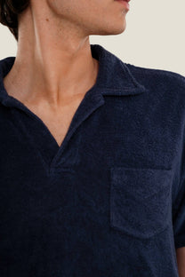 Camicia in spugna blu scuro a maniche corte