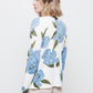 Cardigan jacquard floreale con bottoni