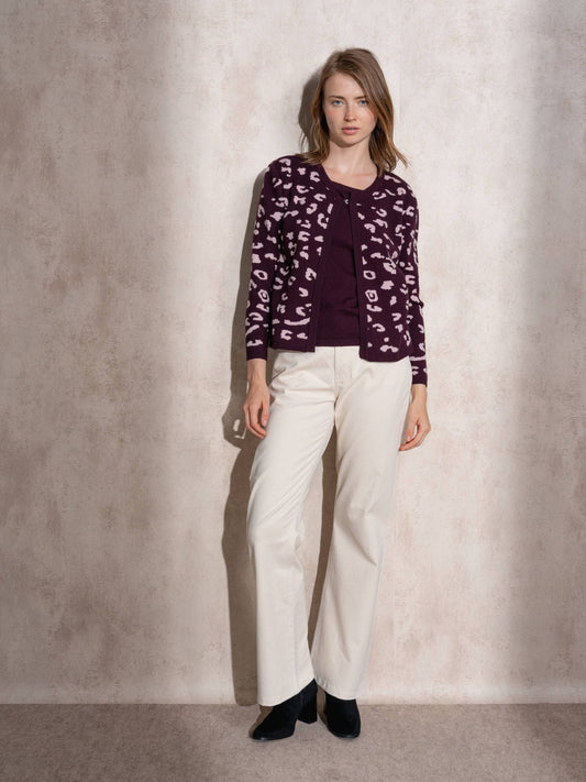 Cardigan jacquard animalier da donna