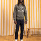 Felpa girocollo con lettering ricamato grigio mélange