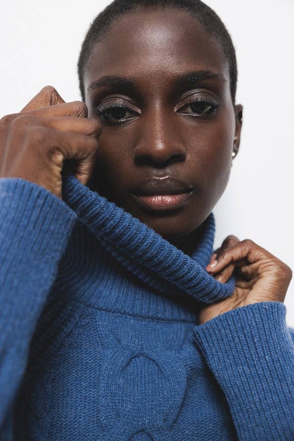Maglione a collo alto in maglia strutturata