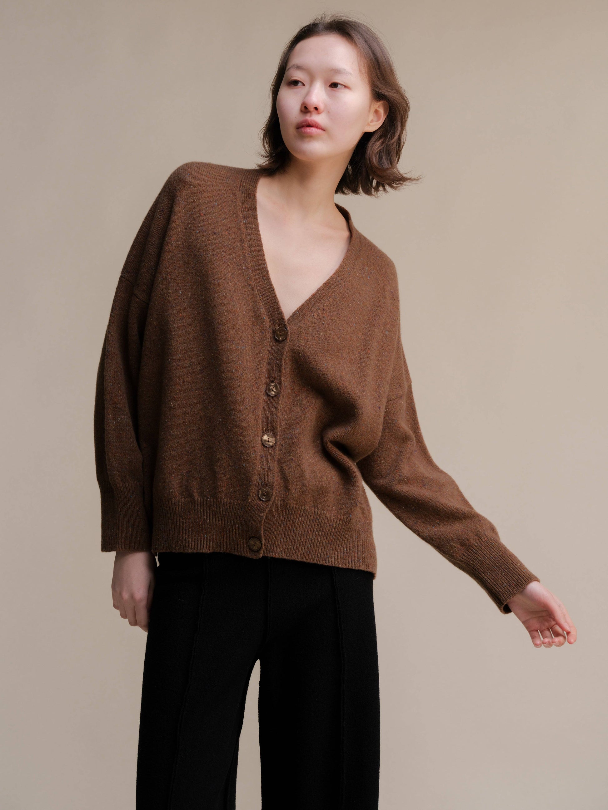 Cardigan oversize in tweed