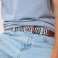 Cintura intrecciata elastica bicolore blu navy e bianco