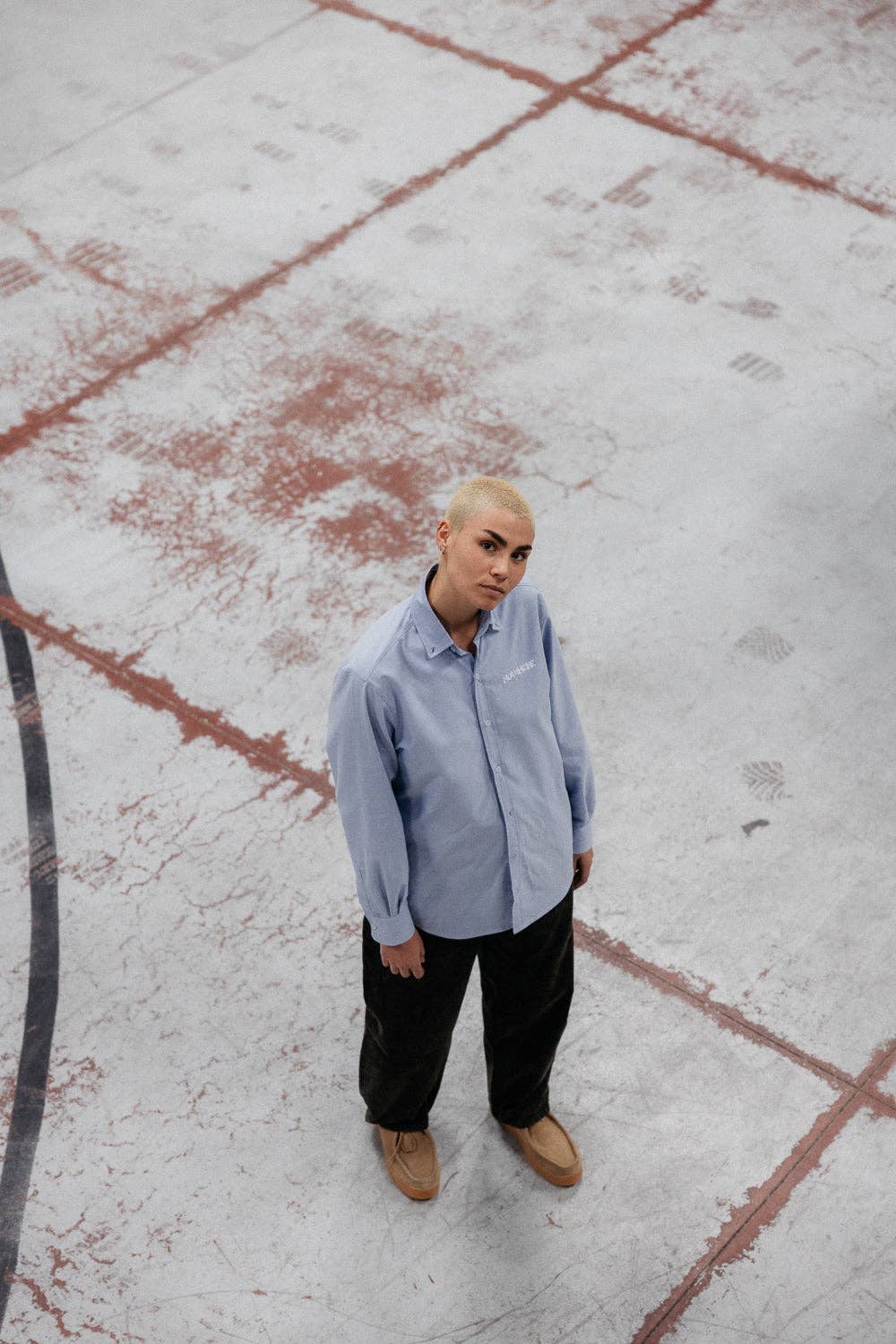 Camicia oversize in twill blu