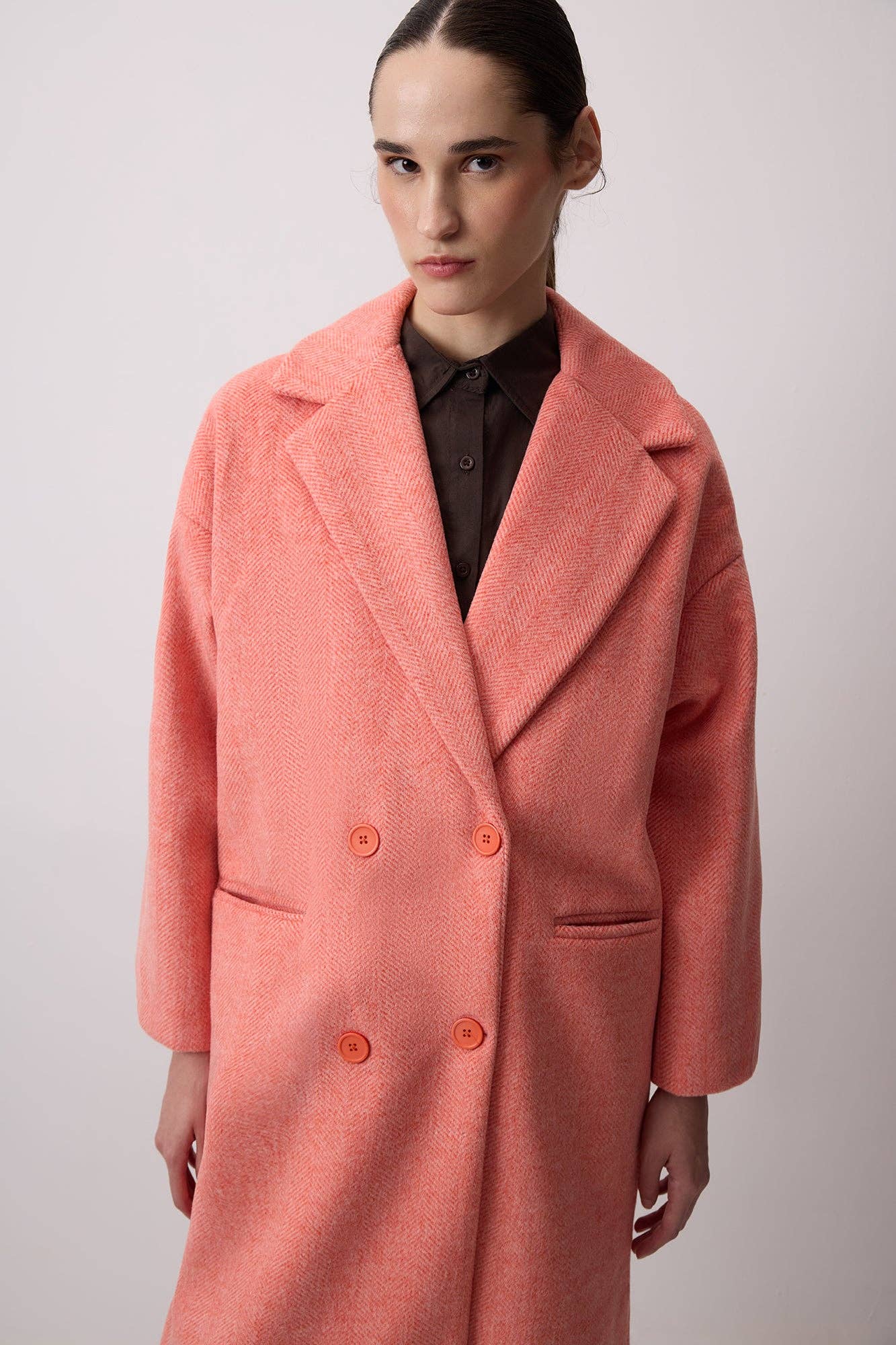 Cappotto lungo doppiopetto arancione