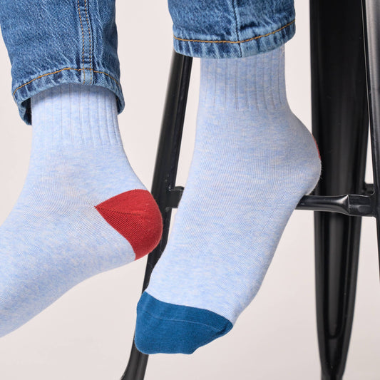 Calzini retrò in cotone pettinato azzurri a righe rosse e blu