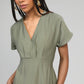 Abito midi verde militare Mekiana con scollo a V
