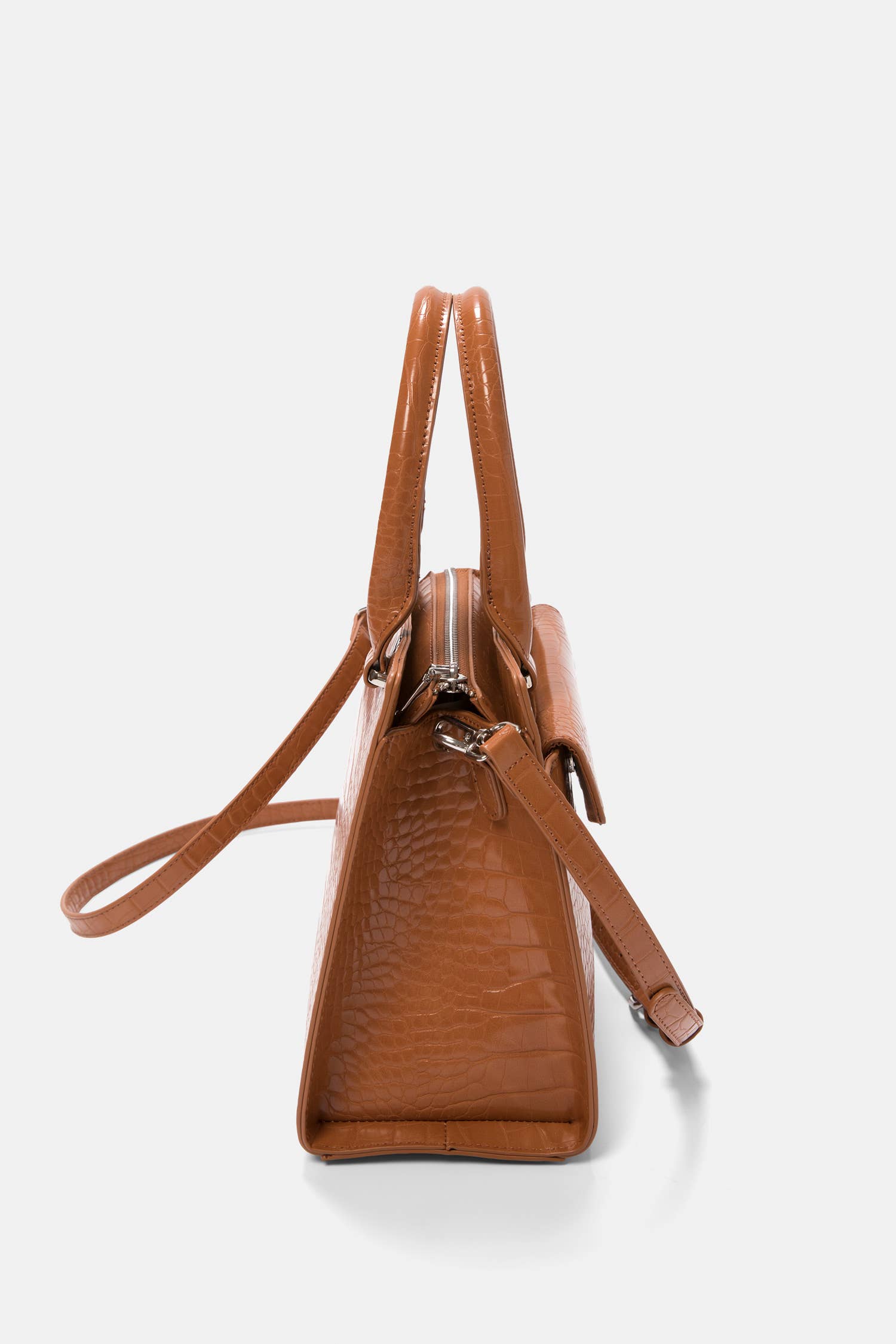 Borsa a mano effetto coccodrillo con tracolla