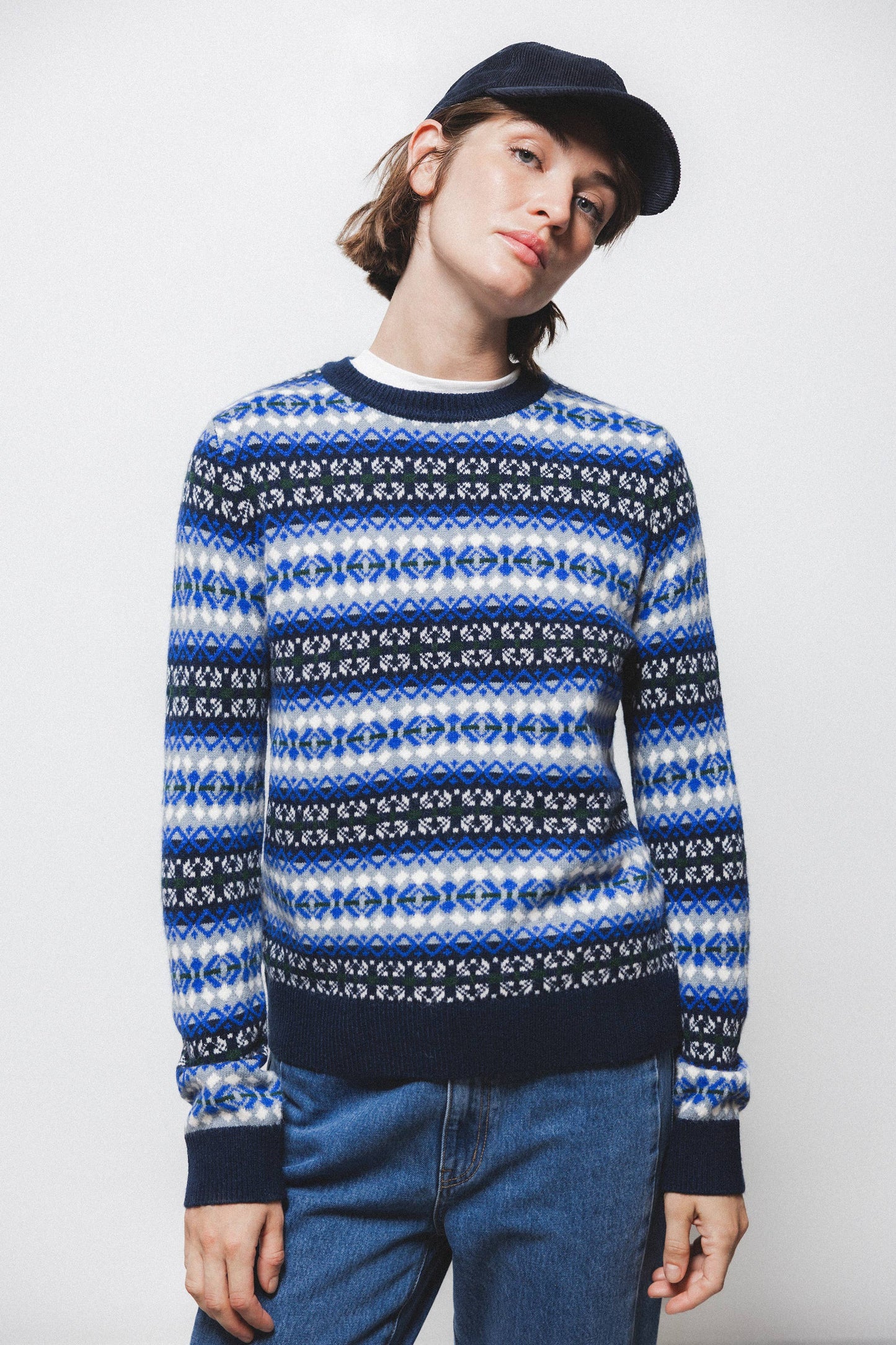 Maglione jacquard girocollo a maniche lunghe