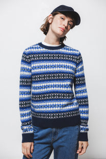 Maglione jacquard girocollo a maniche lunghe