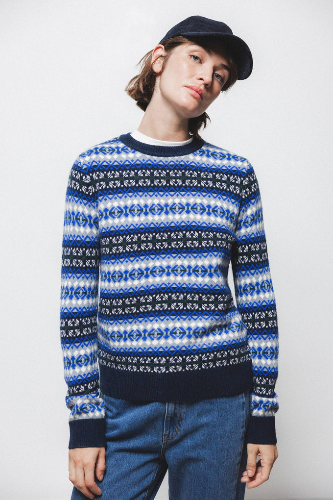 Maglione jacquard girocollo a maniche lunghe
