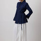 Camicia in lino blu navy con pizzo floreale e cintura