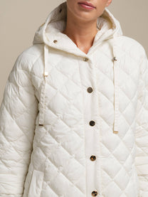 Cappotto trapuntato lungo con cappuccio